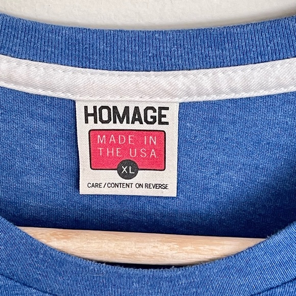 Homage “Made In USA” Graphic Logo Blue Orange T Shirt Adult size XL - Picture 7 of 7